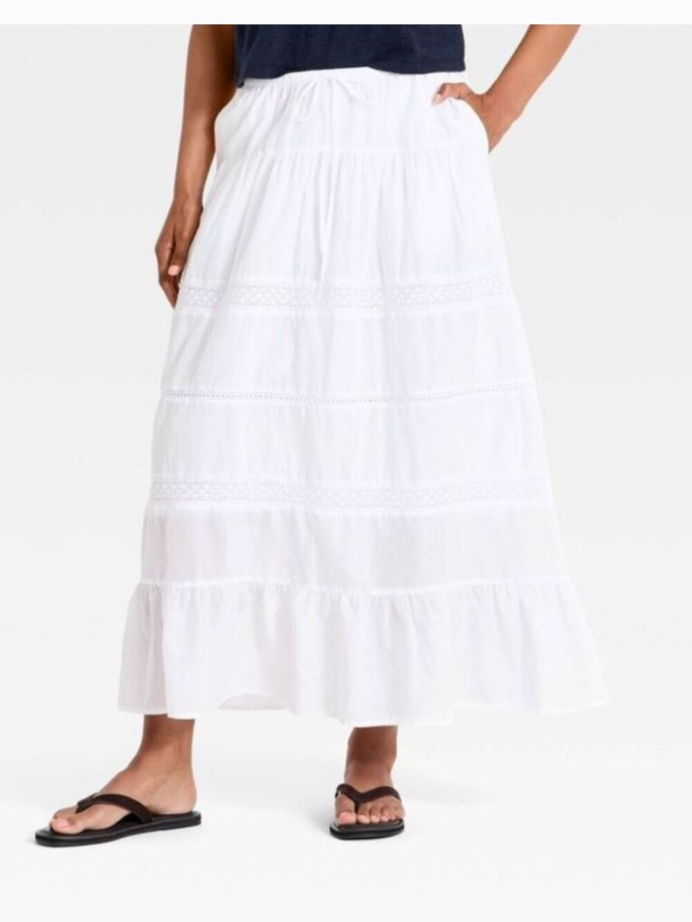Women's Lace Maxi Full Skirt Pockets! Universal Thread White S NWT